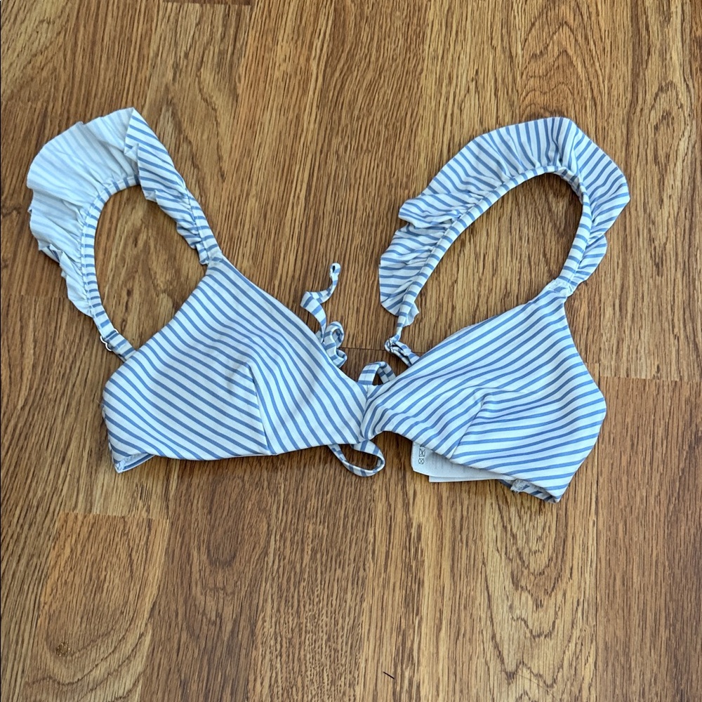 H&M Blue and White Striped Bikini Top